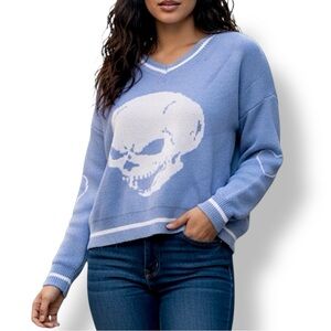 Pastel Blue Skull Knit Sweater